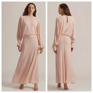 Favorite Daughter Making Me Blush Long Sleeve Maxi Dress New